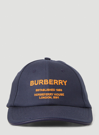 Burberry Logo Embroidered Baseball Cap In Blue