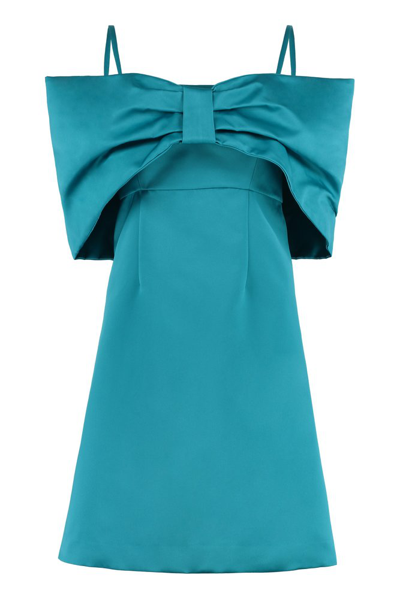 P.a.r.o.s.h Bow Detail Dress In Turquoise