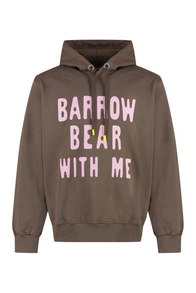 Barrow Graphic Printed Drawstring Hoodie In Brown