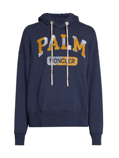 Moncler Genius Moncler X Palm Angels Men's Relaxed Logo Hoodie In Navy