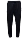 JACOB COHEN BLUE PANTS WITH DRAWSTRING AND LOGO PATCH IN WOOL