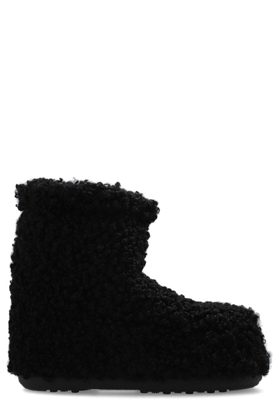 Moon Boot Icon Low Faux Curly Boots In Black