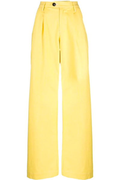 Société Anonyme Wide Leg Pleated Pants In Yellow