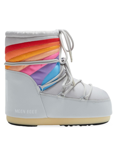 Moon Boot Men's Unisex Icon Rainbow Low Boots In Glacier Grey