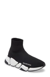 Balenciaga Speed 2.0 Logo-print Glittered Stretch-knit High-top Sneakers In Black/ White/ Black