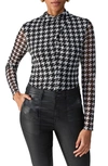 SANCTUARY MAKE A STATEMENT HOUNDSTOOTH CHECK MESH TOP