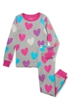HATLEY KIDS' FUN HEARTS FITTED TWO-PIECE COTTON PAJAMAS