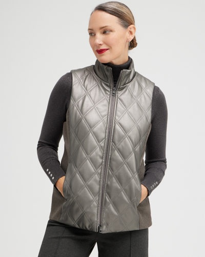 Chico's Faux Leather Vest In Grey