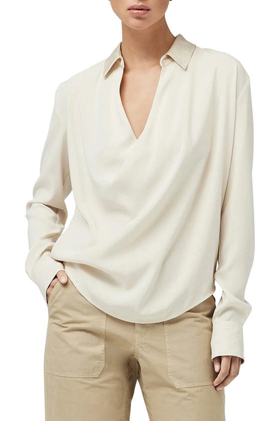 Rag & Bone Phillipa Draped Long-sleeve Blouse In Ivory