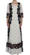 DOLCE & GABBANA WHITE FLORAL LACE FULL LENGTH GOWN DRESS