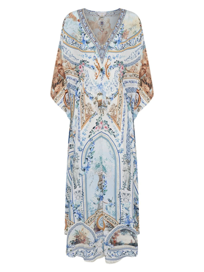 Camilla Women's Floral Silk V-neck Caftan In Season Of The Siren