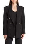 Frame Womens Black Double-breasted Slim-fit Woven Blazer