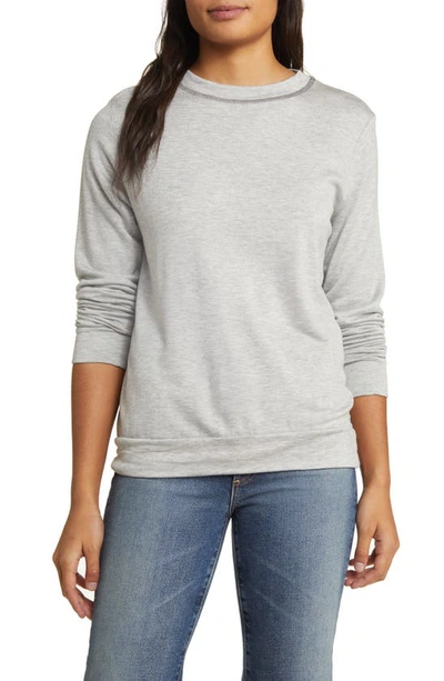 Loveappella Heathered Crewneck Top In Heather Gray