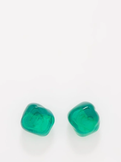 Completedworks Resin Small 18kt Gold-plated Earrings In Green