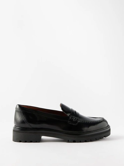 Reformation 40mm Agathea Leather Loafers In Black