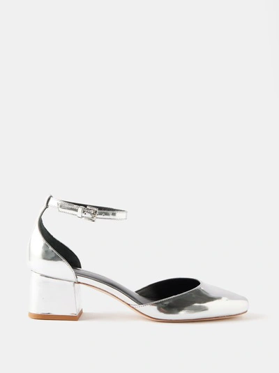 Reformation Mallori 50mm Leather Pumps In Silver