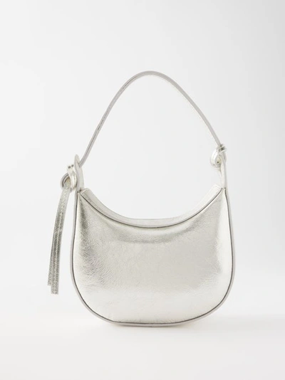 Reformation Rosetta Mini Leather Shoulder Bag In Silver