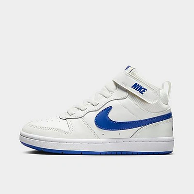 Nike Little Kids' Court Borough Mid 2 Casual Shoes In Summit White/white/hyper Royal