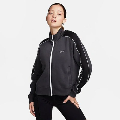 Nike Streetwear Track Fleece Jacket In Dark Gray-white In Grey