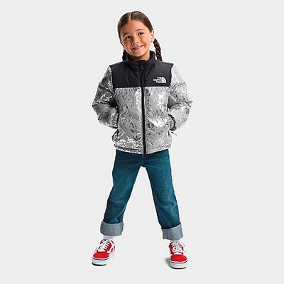 The North Face Inc Little Kids' 1996 Retro Nuptse Jacket In Meld Grey Nature Texture Metallic Print