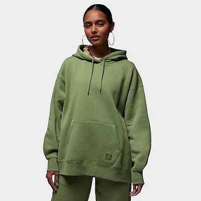 Nike Jordan Women's Flight Fleece Pullover Hoodie In Sky J Light Olive/brown Kelp 