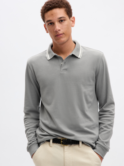 Gap Pique Polo Shirt Shirt In Pilot Grey