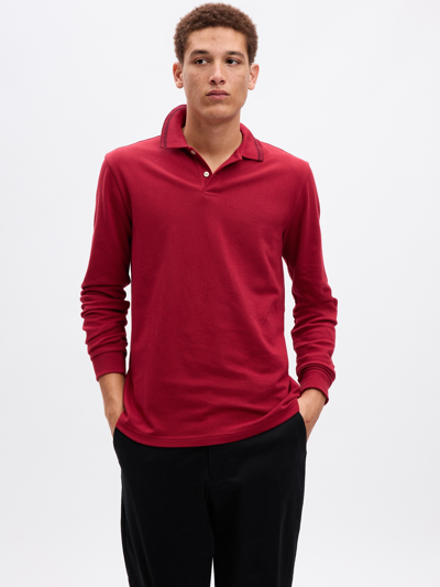 Gap Pique Polo Shirt Shirt In Sled Red