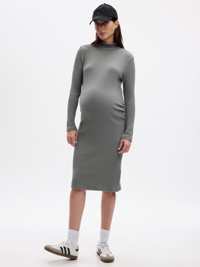 Gap Maternity Rib Midi Sweater Dress In Grey