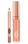 Charlotte Tilbury Mini Glossy Pink Lip Gloss + Lip Liner Set Nude Pink In Nude Pink