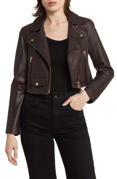 Allsaints Elora Leather Biker Jacket In Oxblood Red