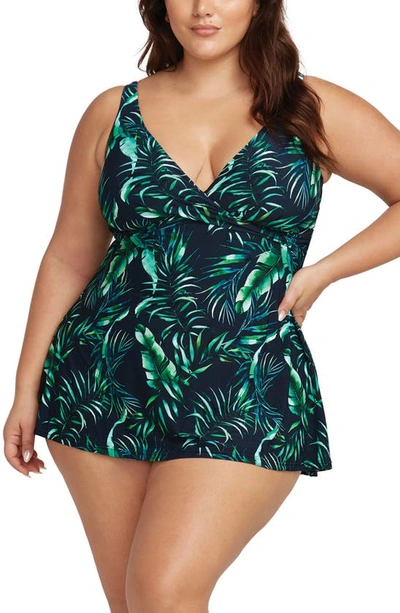 Artesands Palmspiration Delacroix Swim Dress In Dark Navy