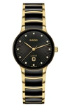 RADO CENTRIX DIAMOND CERAMIC BRACELET WATCH, 30.5MM