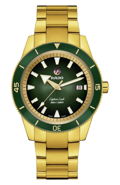 Rado Captain Cook Automatic Green Dial Mens Watch R32136323 In Black / Gold / Gold Tone / Green / Yellow