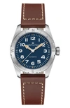 HAMILTON KHAKI FIELD EXPEDITION AUTOMATIC LEATHER STRAP WATCH, 37MM