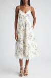 ZIMMERMANN LACE TRIM FLORAL PRINT LINEN SUNDRESS