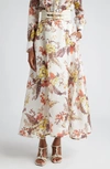 Zimmermann Jupe Midi À Motif In Ivory Tropical Floral