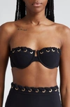 Zimmermann Alight Eyelet Balconette Bikini Top Noir In Noir