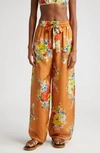 ZIMMERMANN ALIGHT FLORAL SILK WIDE LEG PANTS