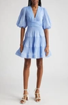 Zimmermann Pleated Mini Dress In Blue