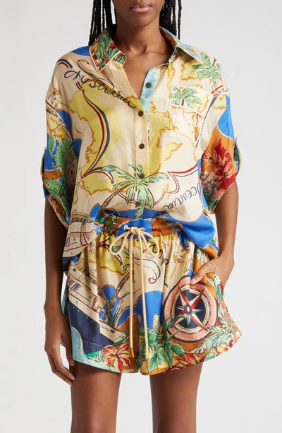 Zimmermann Alight Short-sleeve Shirt In Nautical Map