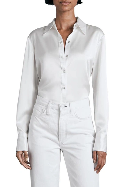 Rag & Bone Antonia Satin Snap-front Shirt In White