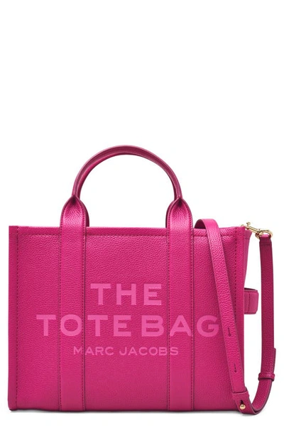 Marc Jacobs The Leather Medium Tote Bag In Lipstick Pink
