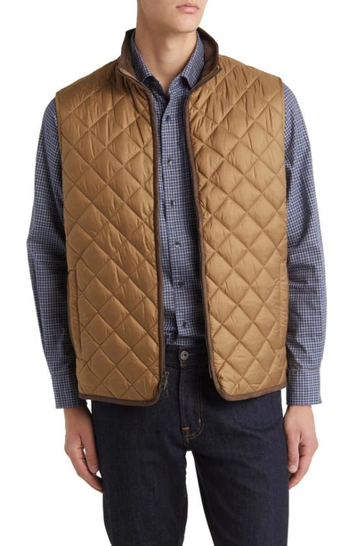 Peter Millar Essex Water Resistant Quilted Travel Waistcoat In Khaki