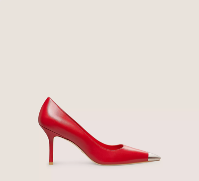 Stuart Weitzman Stuart Capsize 85 Pump In Cherry & Brushed Silver