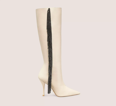 Stuart Weitzman Crystal Fringe Boot In Alabaster & Black Diamond