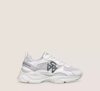 Stuart Weitzman Leather And Mesh Sneakers In Grey & White