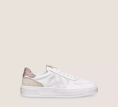 Stuart Weitzman Sw Courtside Monogram Sneaker In White & Nude | ModeSens
