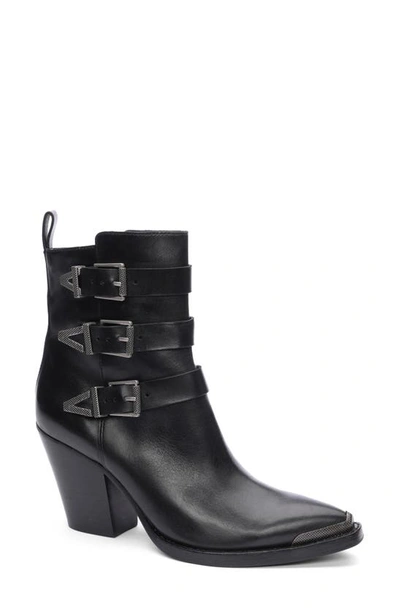 Ash Women's Edwin Almond Toe Triple Buckle High Heel Booties In Black