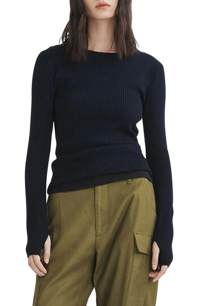 Rag & Bone Audrina Rib Sweater In Navy