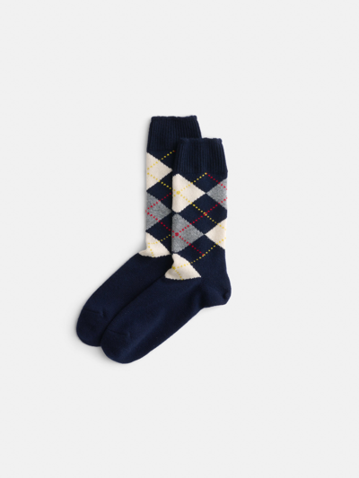 Alex Mill Argyle Sock In Cashmere In Navy